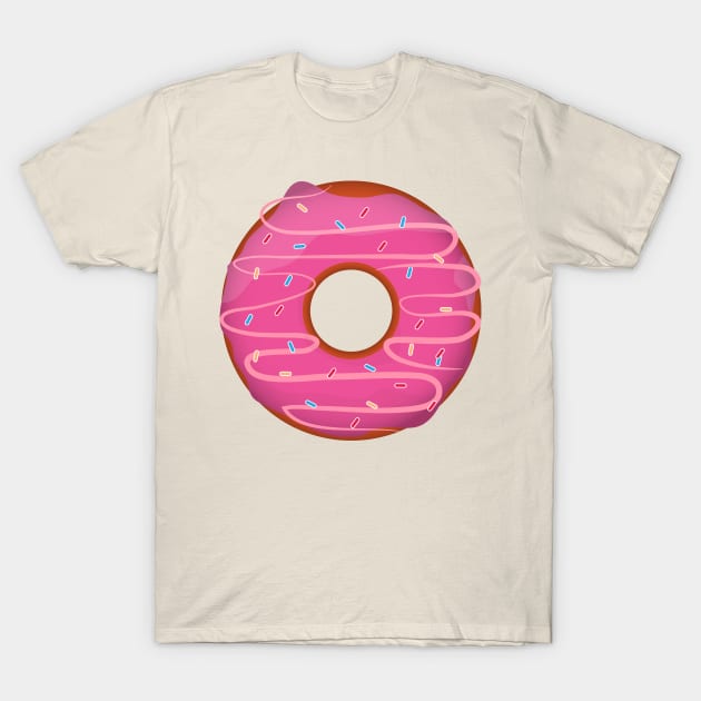 Pastry Donut with Pink Strawberry Frosting T-Shirt by InkyArt